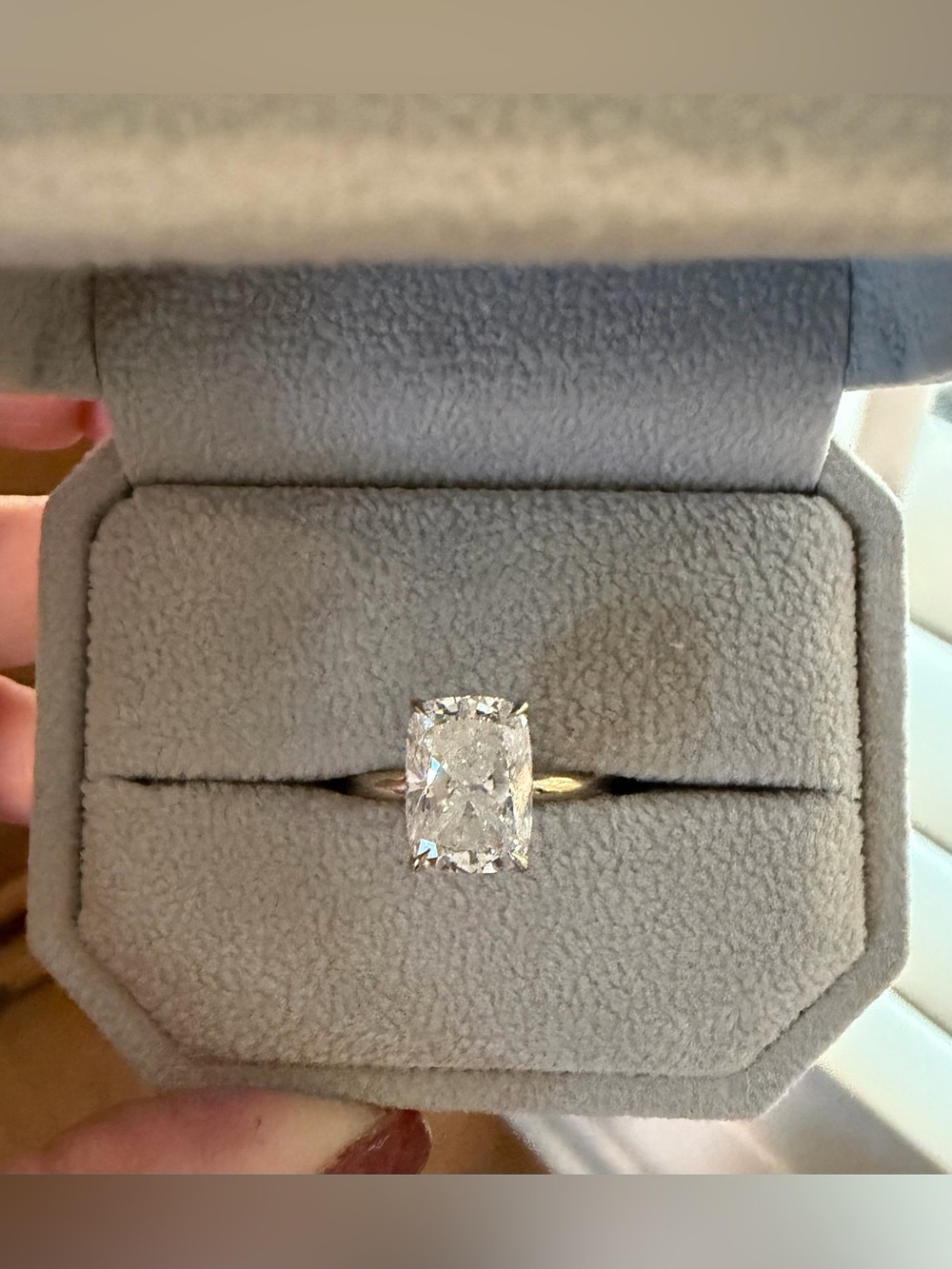 NIB 3 Carat Elongated Cushion Cut Certified Lab Grown Diamond Engagement Ring YG
